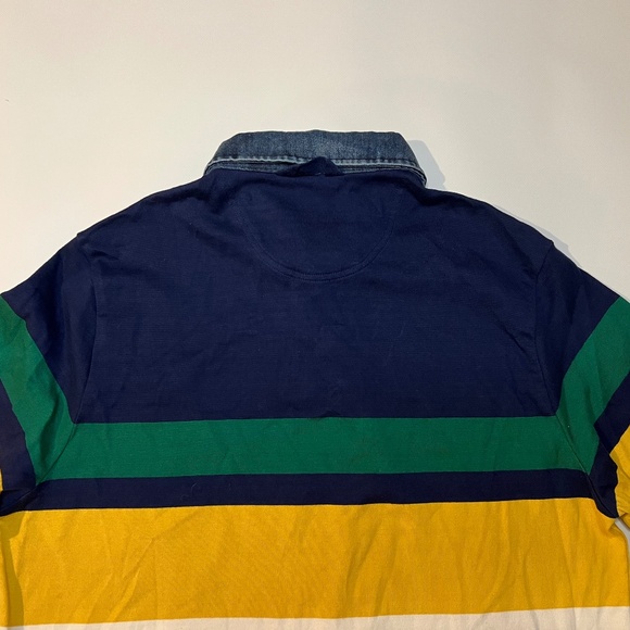 Marks & Spencer M&S Sweater Top Mens Retro Colorblock Striped Cotton Denim - Picture 14 of 16